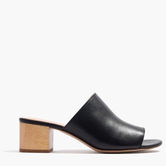 Madewell Shoes - Madewell black leather mule slide peep toe heel